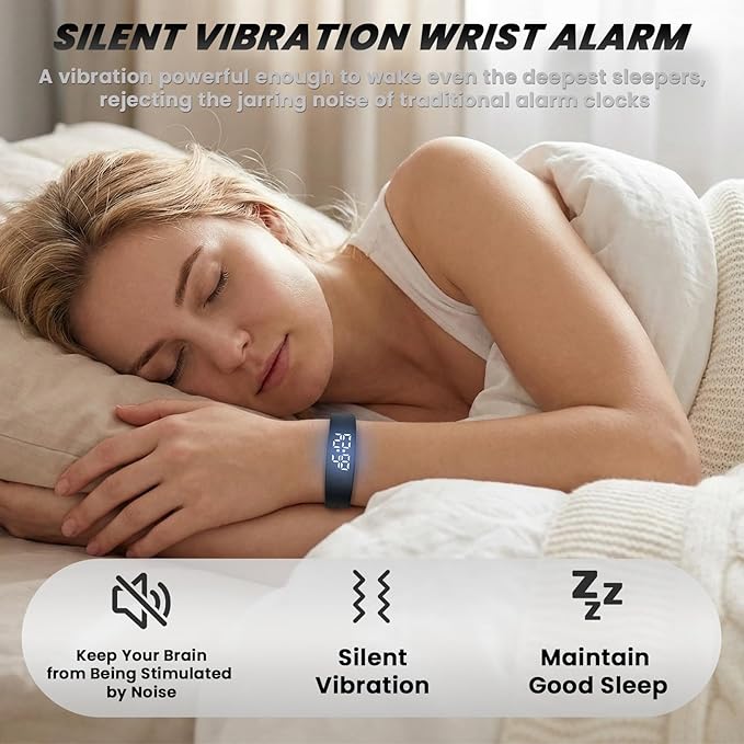 Vibrating Alarm Wristband Heavy Sleepers Adults Wrist Band Shock Clock Watch - Image 4
