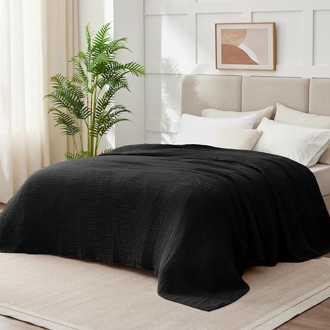 100% Cotton Muslin Blanket Queen 90" x 90", 6 Layers Breathable and Lightweight - Image 2
