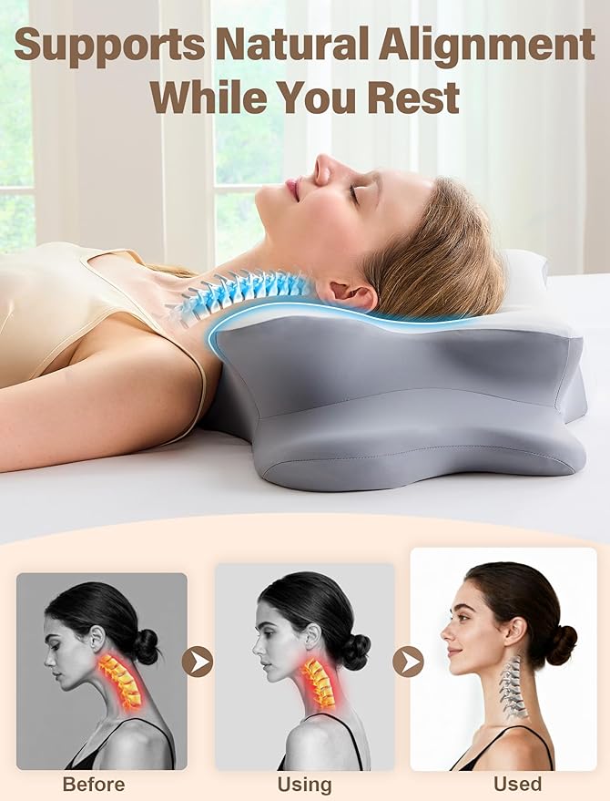 Cervical Neck Pillow for Pain Relief – Ergonomic Memory Foam Pillow for Side - Image 4