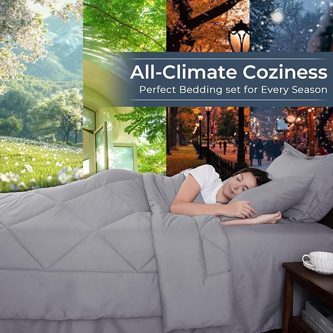 HEVUMYI Light Grey King Comforter Set - Image 3