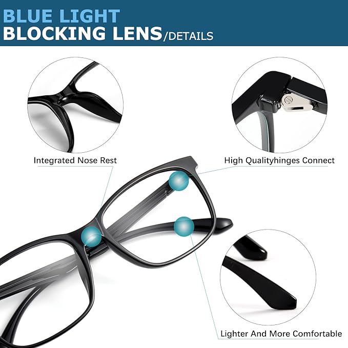 Oilway Blue-Light Blocking Glasses Computer Reading/Gaming/TV/Phones Glasses - Image 3