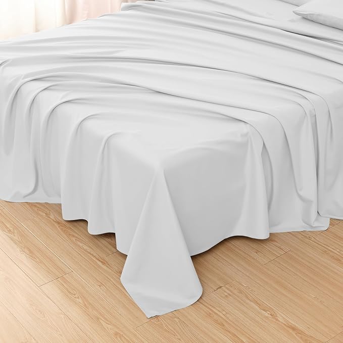 Toodou White Twin Bed Top Sheet is Made of Soft Wrinkle Resistant Microfiber - Image 4