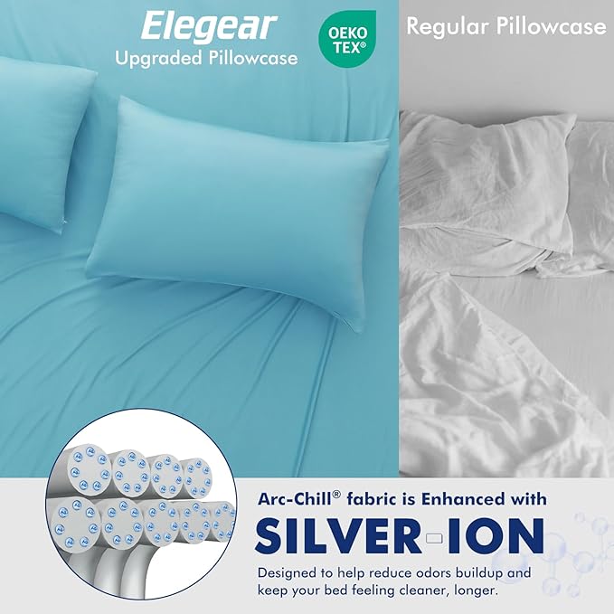 Elegear Cooling Pillow Cases for Hot Sleepers, Clean Fabric Silver Infused - Image 3