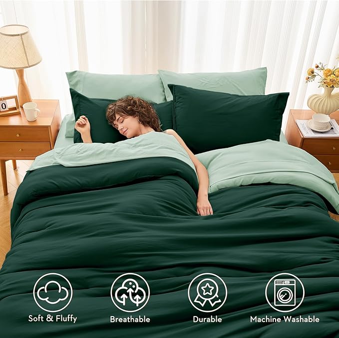 MUXHOMO 7 Pieces Queen Comforter Set, Soft Bed in a Bag Queen Size, All Season - Image 2