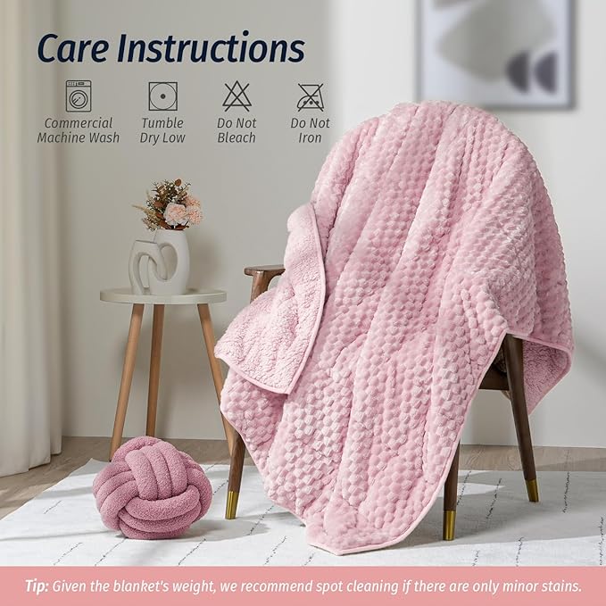 Wemore Fleece Weighted Blanket for Adults, Dual Sided Cozy Soft Sherpa Heavy - Image 7