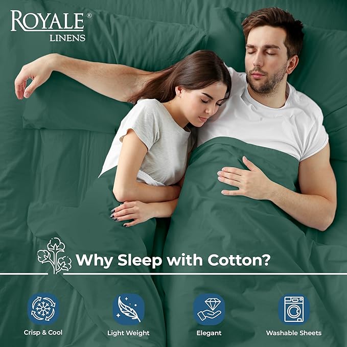Royale Linens 100% Organic Cotton Queen Flat Sheet Only - Image 3