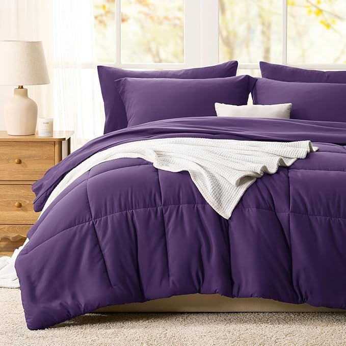 CozyLux Queen Comforter Set Purple - Image 8