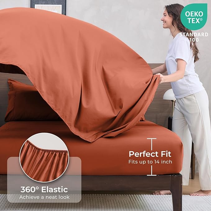 HEVUMYI Burnt Orange Twin-XL Comforter Set - Image 5