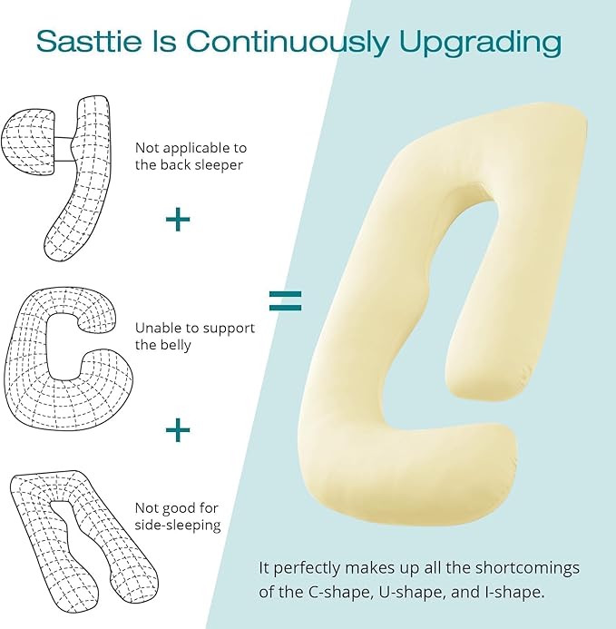 Sasttie Pregnancy Pillows for Sleeping, U Shaped Cooling Full Body Pregnancy - Image 4
