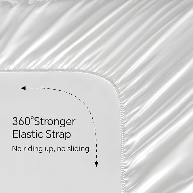 BEDELITE Satin Sheets Twin Size Bed Set, Luxury Soft White Silky Sheets - Image 5