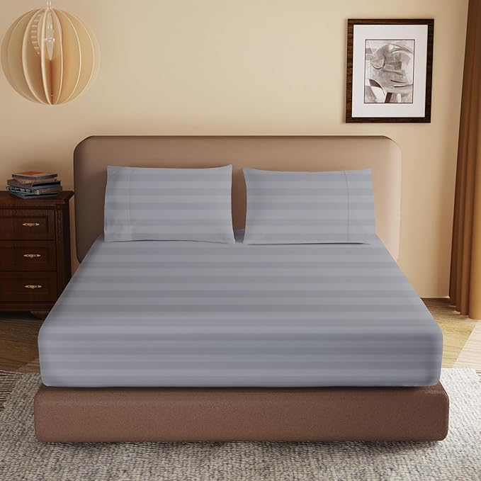 100% Egyptian Cotton Fitted Sheet Twin Size, 600 Thread Count, Single Fitted by ZaizaiHome