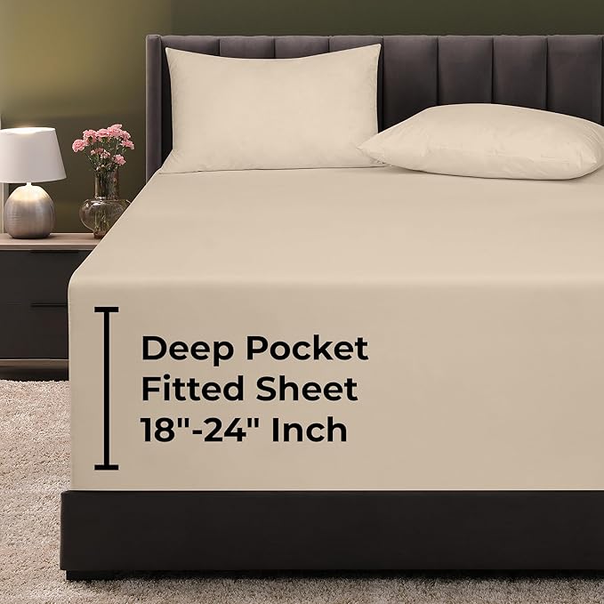 Royale Linens Extra Deep Pocket Full Fitted Sheet Only by ROYALELINENS