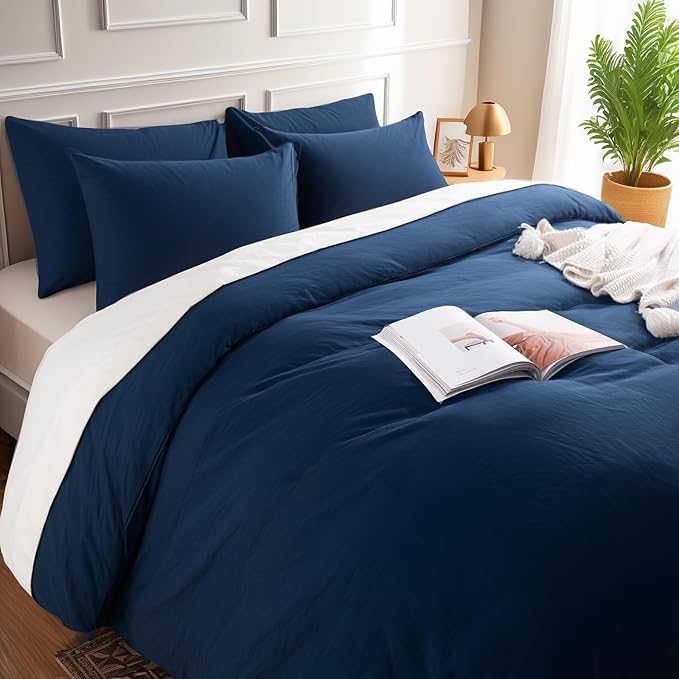 NEXHOME PRO Duvet Cover Set 100% Washed Cotton Oversized Queen 98"x98" - Image 8