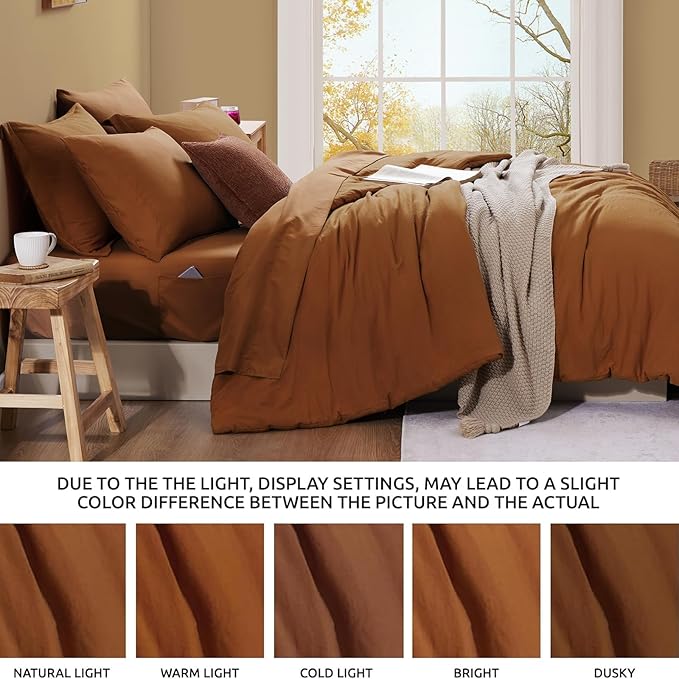 WRENSONGE California King Size Comforter Sets- 7 Pieces Soft Terracotta Bed in - Image 7