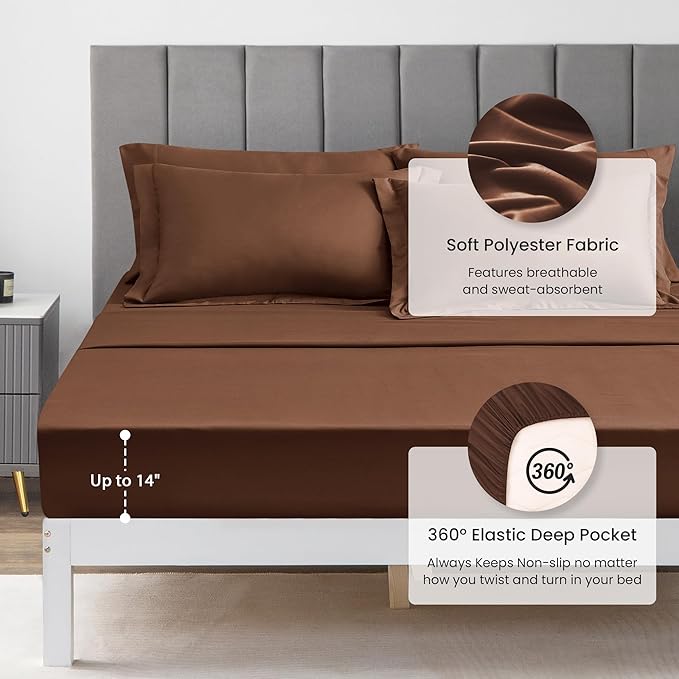 Love's cabin Twin Comforter Set Brown, 5 Pieces Twin Bed in a Bag, All Season - Image 6