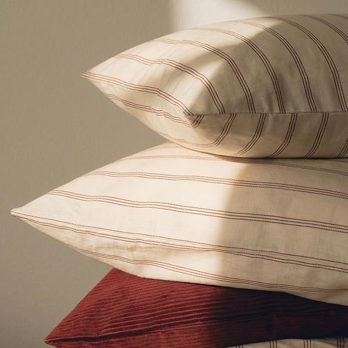 mixinni Striped Duvet Cover Set Twin Size, 3 Piece Cotton Linen Blend Bedding - Image 5