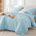 MUXHOMO 7 Pieces Full Comforter Set, Seersucker Bed in a Bag Full Size by MUXHOMO