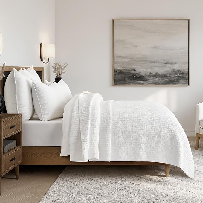EVERGRACEHOME Cross Stitch Pre-Washed Cotton Quilt Bedding Set King Size - Image 5