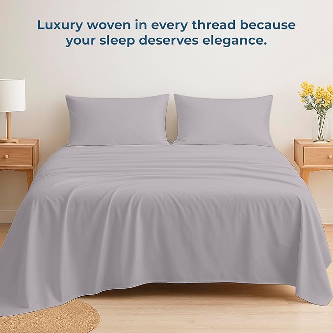 Royale Linens 100% Organic Cotton Queen Flat Sheet Only - Image 6