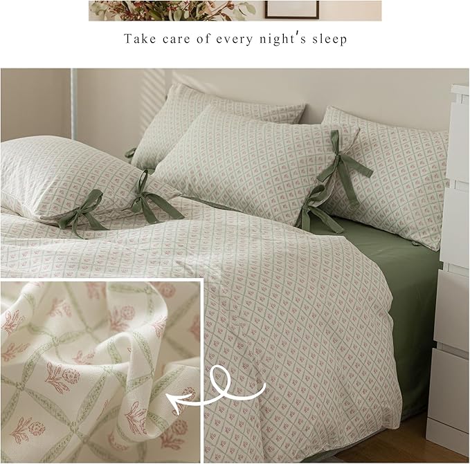 mixinni Red Floral Duvet Cover Set Full Size - Image 6