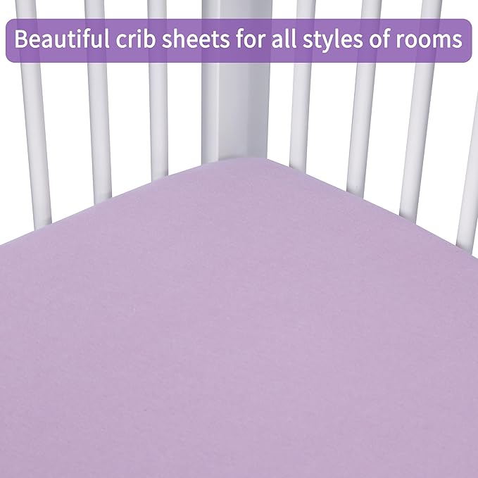 GUNTAIL Crib Sheets for Boys Girls, 100% Cotton Fitted Crib Sheet 2 Pack for - Image 6