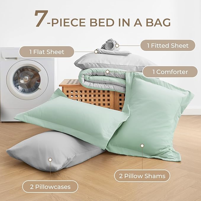 Sasttie Full Size Comforter Sets, 7 Pieces Reversible Bed in a Bag Full - Image 7