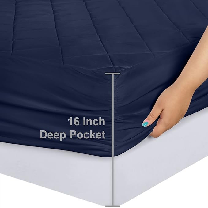 Utopia Bedding Quilted Fitted Mattress Pad, Twin Size, Elastic Fitted Mattress - Image 3