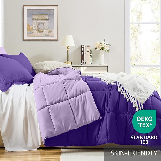 Homelike Moment Queen Comforter Set Purple, Comforters Queen Size Set, Soft - Image 3