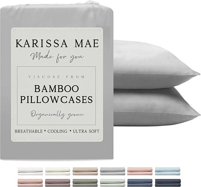 Karissa Mae Cooling Bamboo Viscose Queen Size Pillowcase Set | 100% FSC by KARISSAMAE