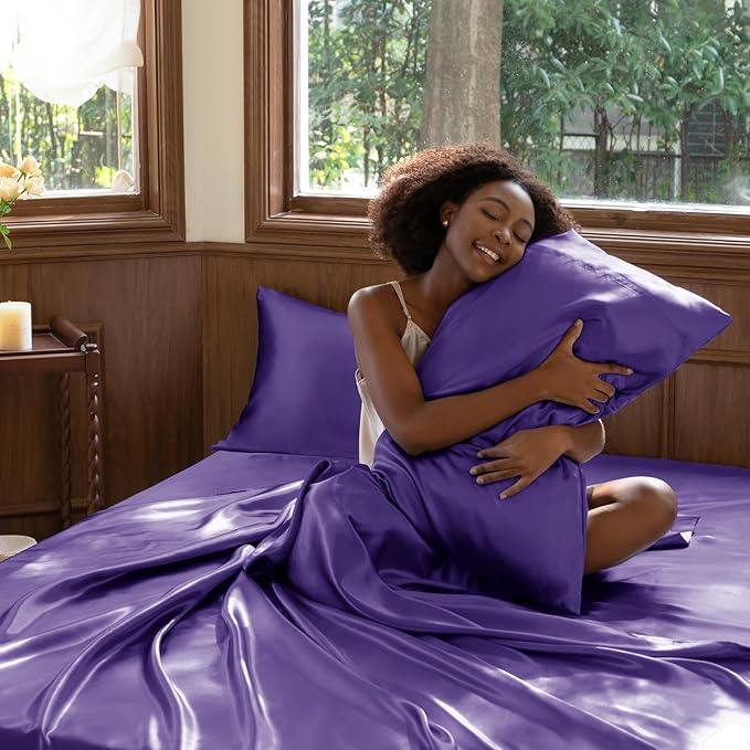 CozyLux Satin Sheets King Size Sheet Set - Image 7