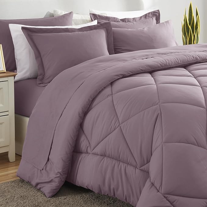 CozyLux Queen Comforter Set Dusty Purple - Image 8