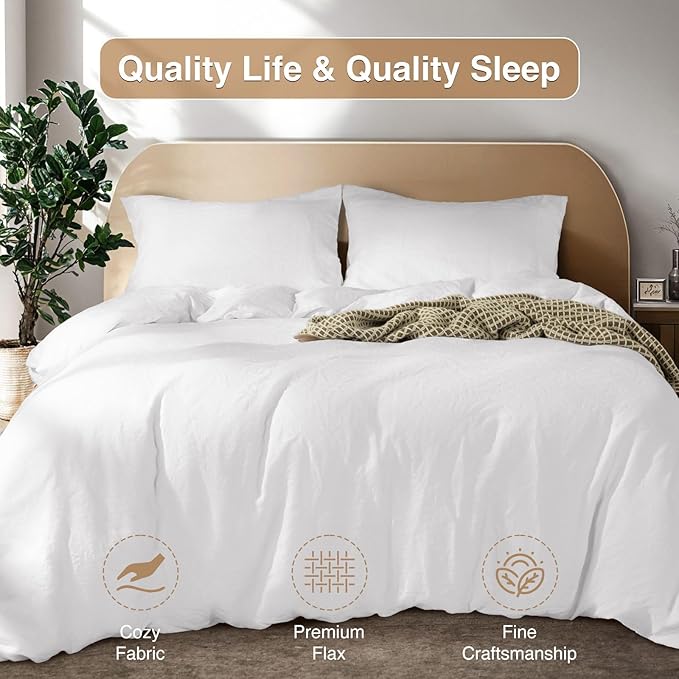 SONORO KATE 100% French Linen Duvet Cover King Size, Soft Breathable - Image 7