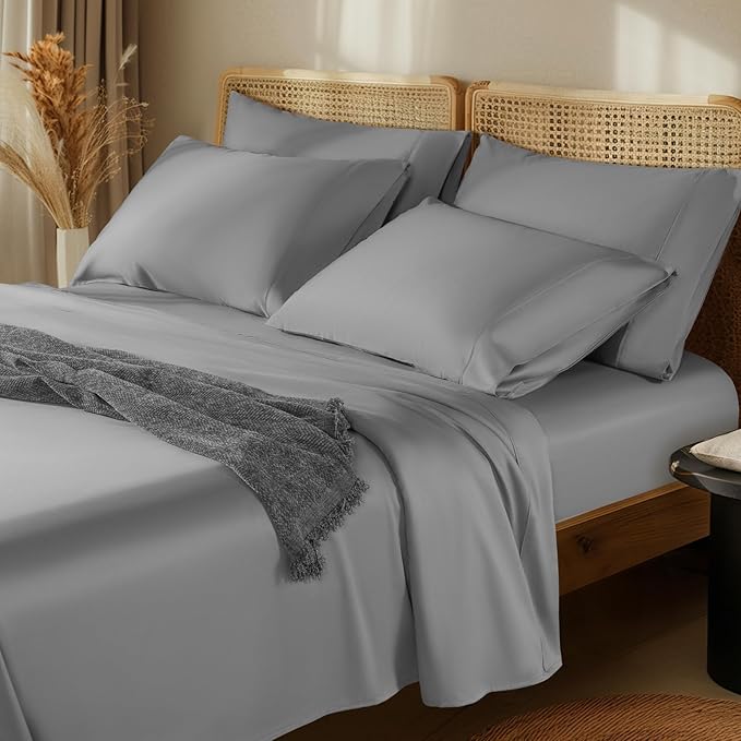 LBRO2M 1000 Thread Count 100% Egyptian Cotton Sheets Set 6 Piece Sets Queen Bed by LBRO2MBedding