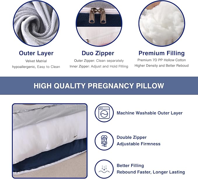 ALLOPERA Pregnancy Pillow, Full Body Maternity Pillow 57 inch, - Image 3