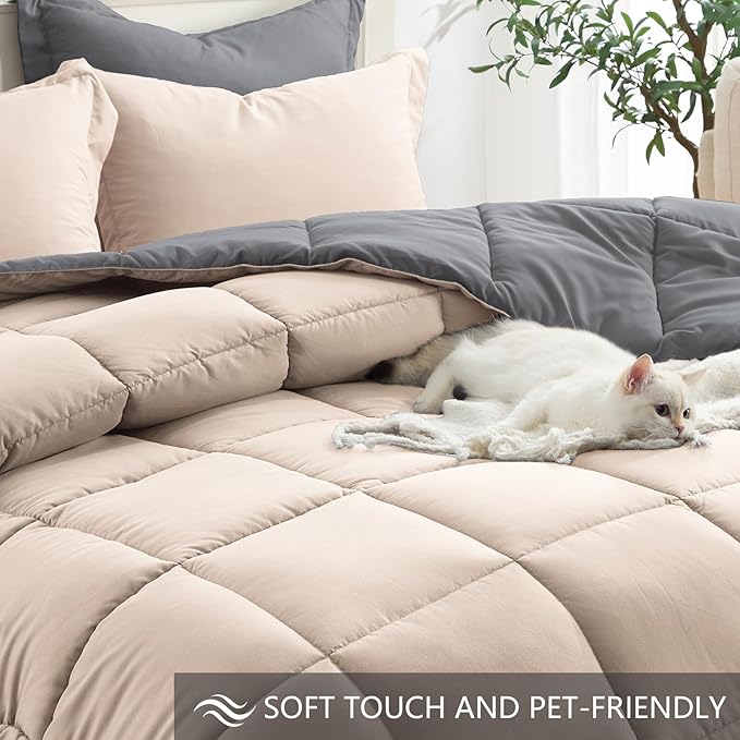 Homelike Moment King Size Comforter Set Beige, Comforter King Size Bed Set - Image 4