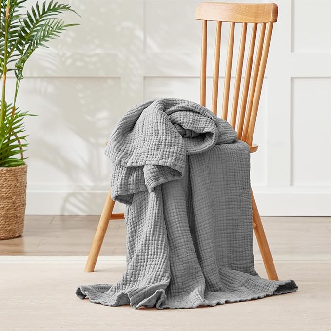 100% Cotton Muslin Blanket 50" x 60", Breathable and Lightweight Cotton Throw - Image 2