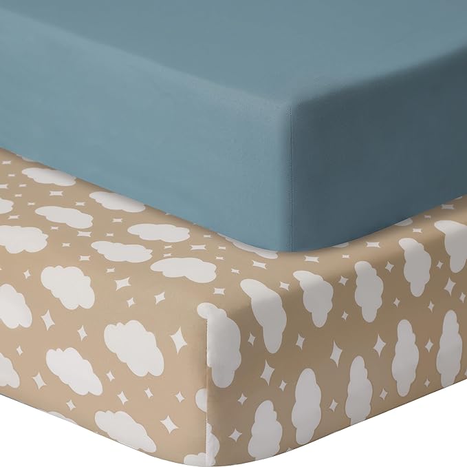 GUNTAIL Pack and Play Sheets Fitted, 2 Pack Pack n Play Sheets by GUNTAIL