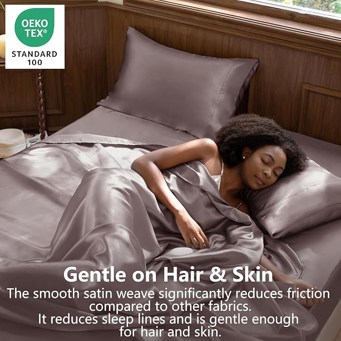 CozyLux Satin Sheets Queen Size Bed Set - Image 2