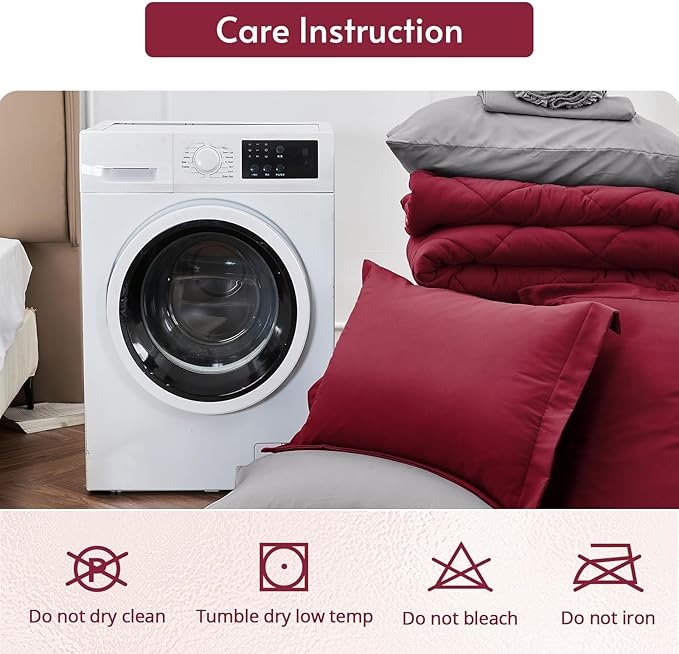 MUXHOMO 7 Pieces California King Comforter Set, Reversible Bed in a Bag Cal - Image 9
