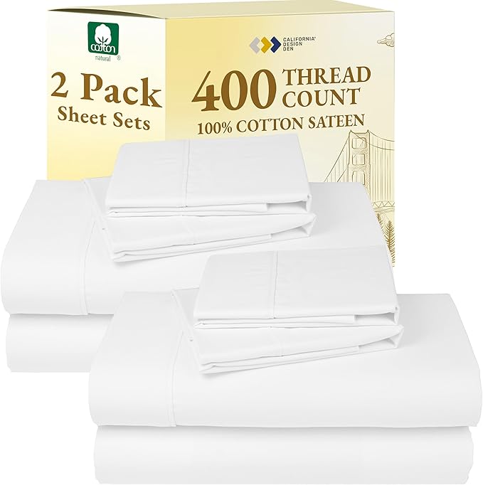 California Design Den 2-Pack 100% Cotton King Size Sheets Set 400 Thread Count by CaliforniaDesignDen