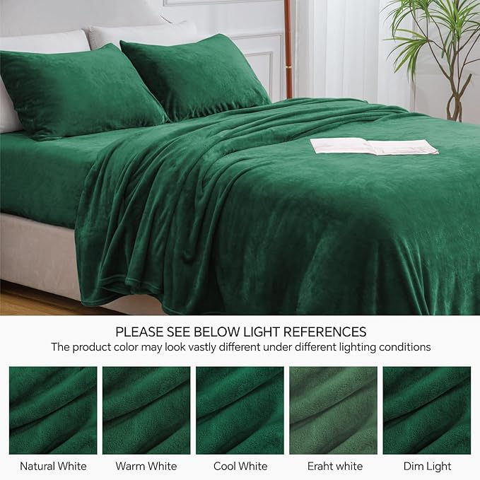 BEDELITE Flannel Sheets Twin Size Dark Green - Image 9