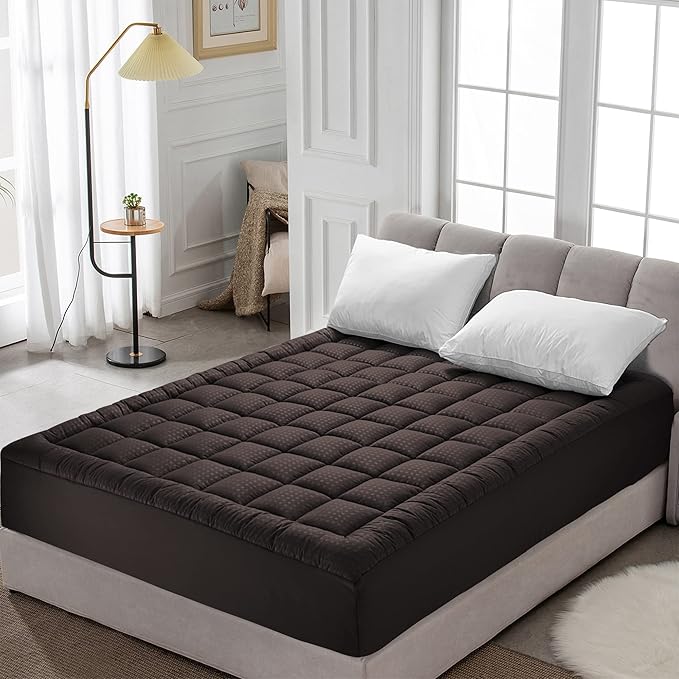 HYLEORY Full XL Mattress Pad Quilted Fitted Mattress Protector Cooling Pillow - Image 7
