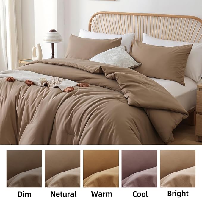 ROSGONIA Alaskan King Comforter 136x120, Dark Khaki, 1 Extra Large King Size - Image 8