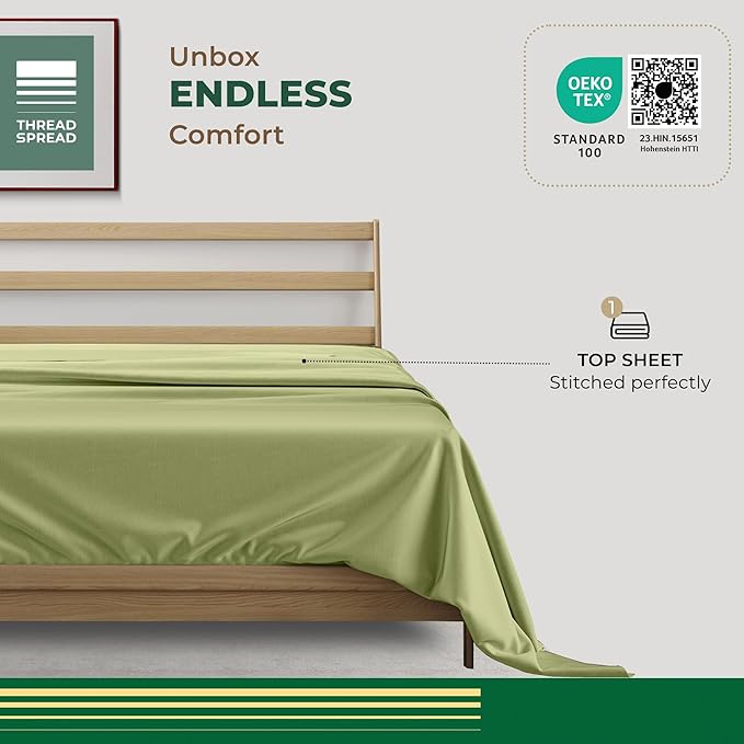THREAD SPREAD 100% Organic Cotton Percale Flat Sheet Full Size - Image 3