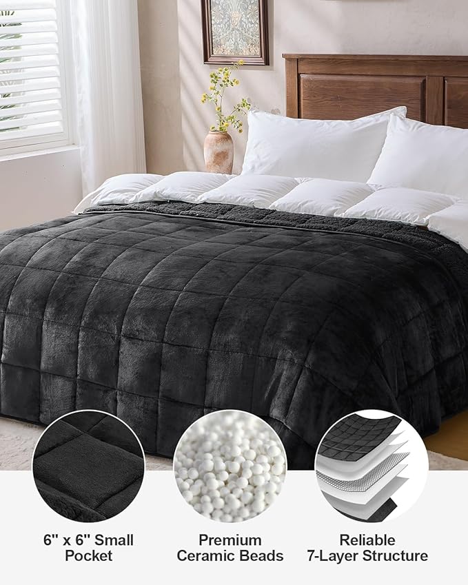 Super Fuzzy Soft Sherpa Fleece Weighted Blanket, 20 lbs Dual Sided Fluffy Heavy - Image 5