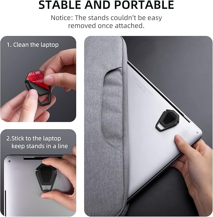 Laptop Stand for Desk, Portable Anti-Slip Keyboard Riser, Zinc Alloy Keyboard Stands, Computer Stand Compatible with MacBook Air/Pro, 10-15.6 Inches Laptops and Keyboards (Black)-DeskoryOffice