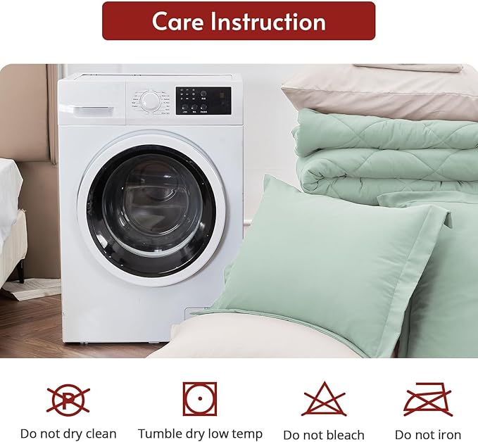 MUXHOMO 7 Pieces California King Comforter Set, Reversible Bed in a Bag Cal - Image 9
