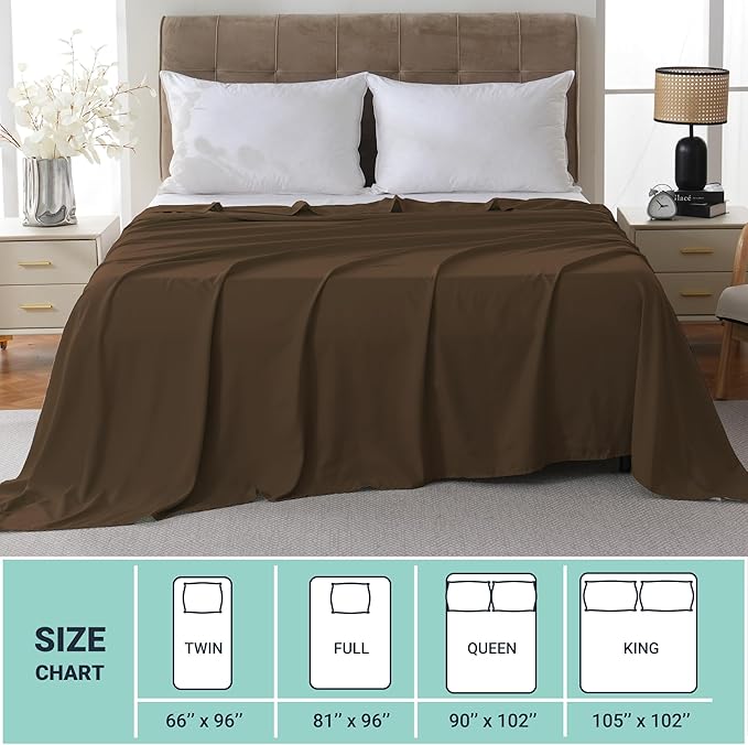 ZPECC Full Flat Sheet Only 6 Pack, Durable Brown Top Bed Sheets Hypoallergenic - Image 5