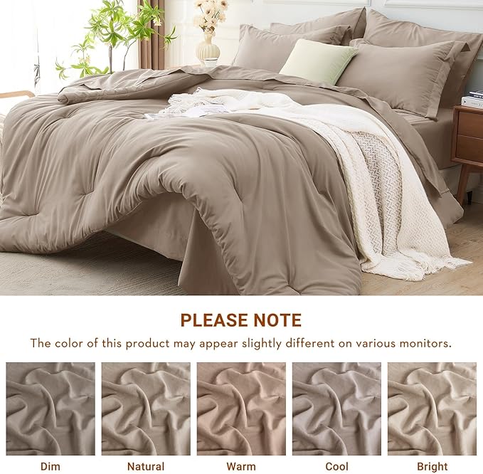 MUXHOMO 7 Pieces King Comforter Set, Soft Bed in a Bag King Size, All Season - Image 5