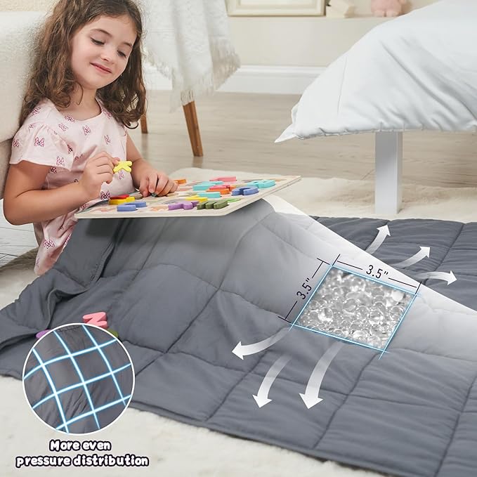 Weighted Blanket Kids 10lbs, Twin Size Cooling Heavy Throw Blanket - Image 3